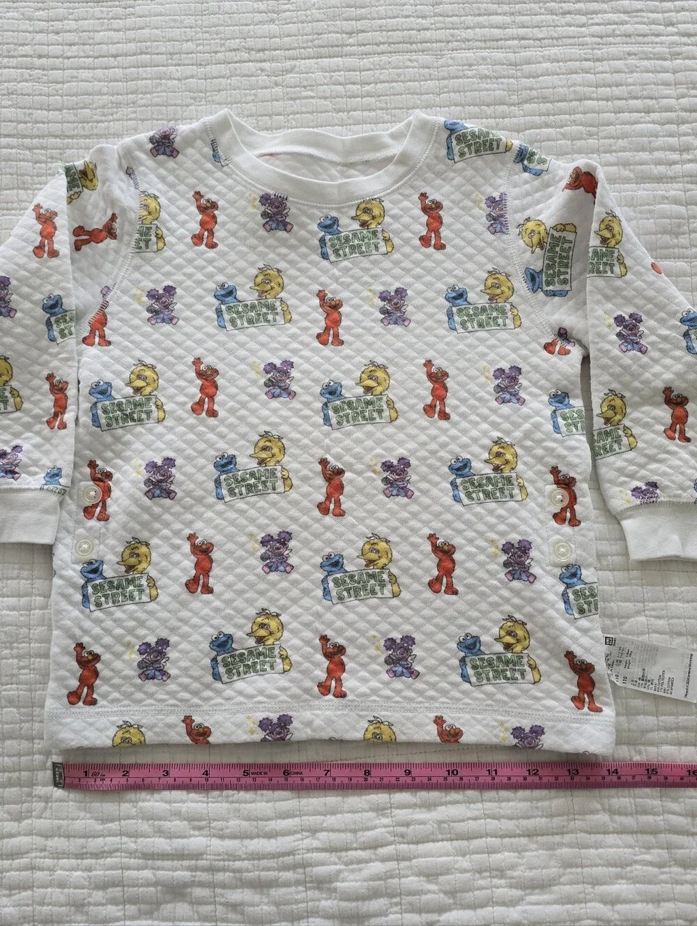 Baby Sesame Street Quilted Uniqlo Pajama TOP - Size 110 / 4T - Picture 1 of 6